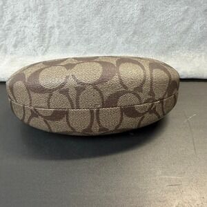 Coach Signature Monogram Hard Sunglasses Case Brown Clamshell Eyeglass Case